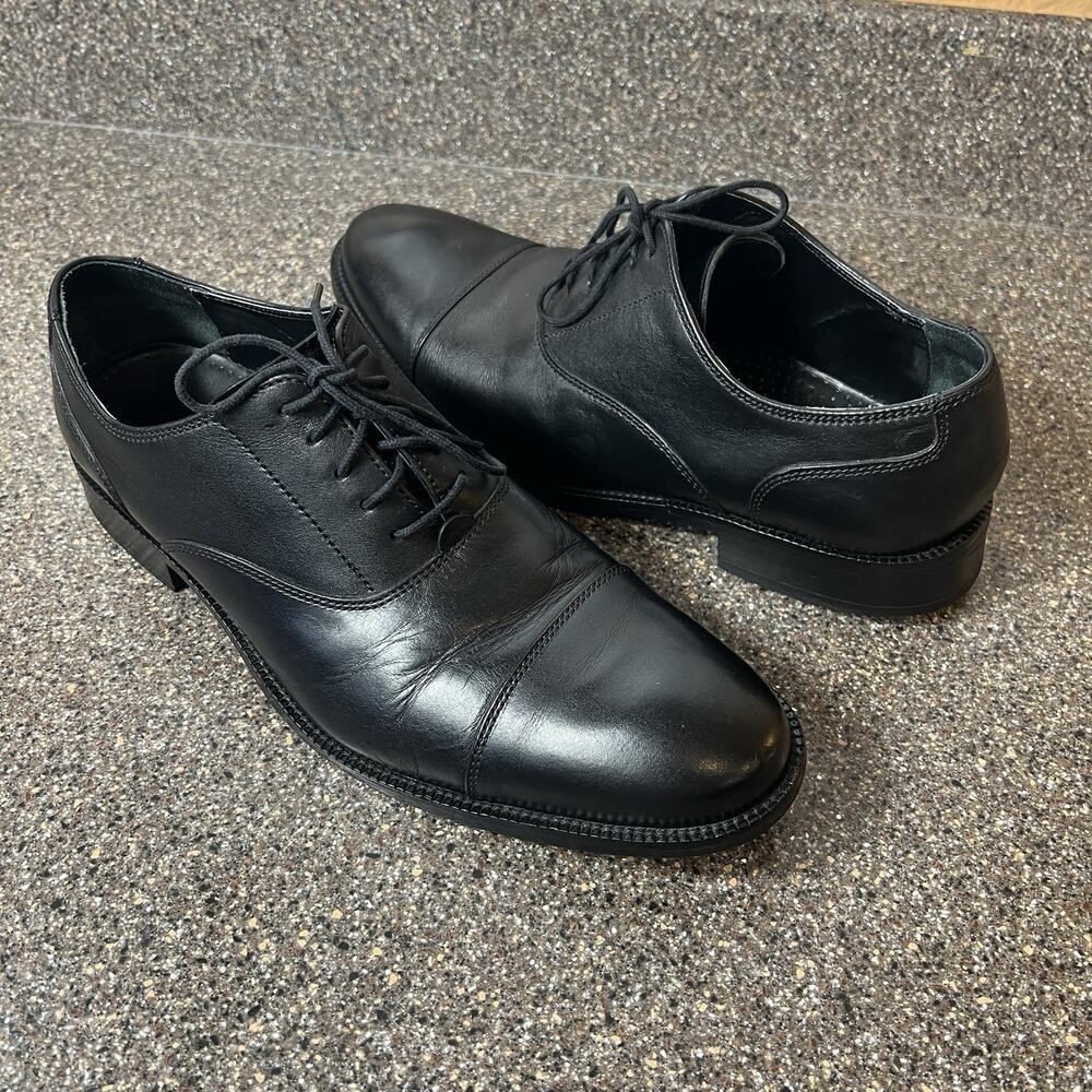 Cole Haan Mens Sz 10.5 M Shoes Black Leather Dress/Casual Oxford Lace Up Cap Toe
